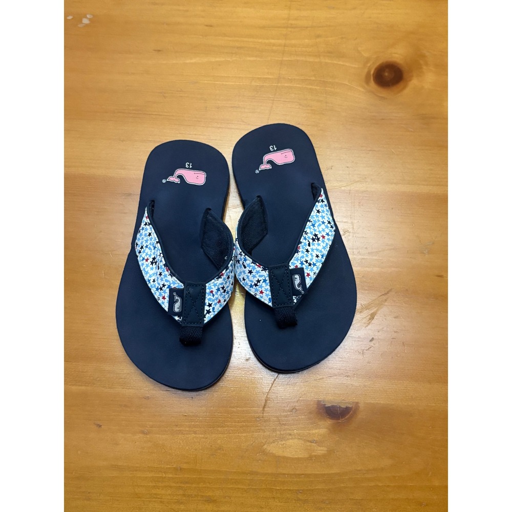 Vineyard Vines Boys Navy‎ Blue Star Print Flip Flop Sandals Size 13